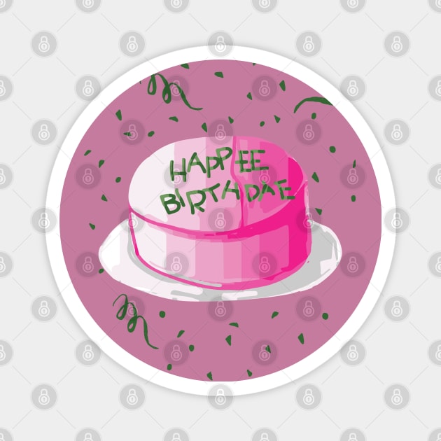 Birthday quotes happee birthdae pink and green frosting birthday cake Magnet by eyesasdaggers